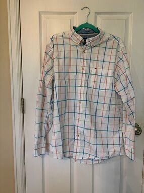 Tommy Hilfiger White Multicolor Windowpane Button-Down Shirt